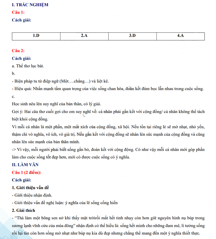 Đáp án đề thi tuyển sinh lớp 10 môn Văn chuyên KHTN 2023