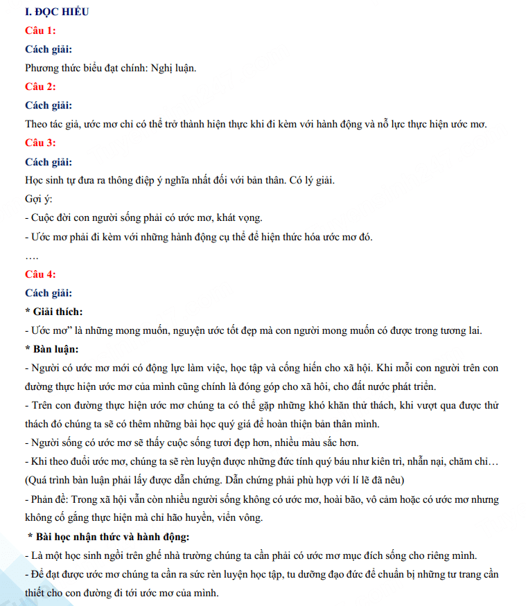 Đáp án đề thi tuyển sinh lớp 10 môn Văn Tuyên Quang 2023