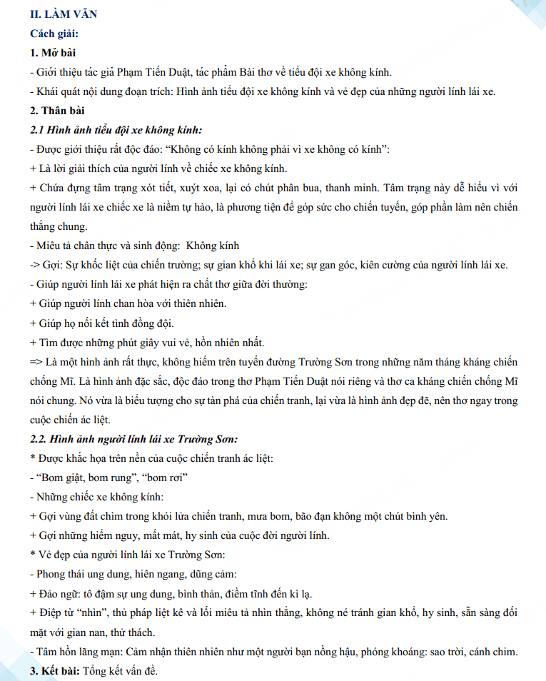 Đáp án đề thi tuyển sinh lớp 10 môn Văn Tuyên Quang 2023