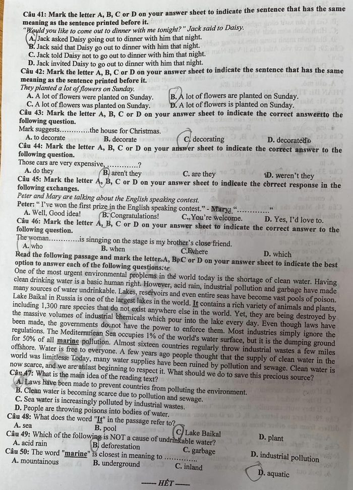 Đề thi môn Tổng hợp Hưng Yên 2023