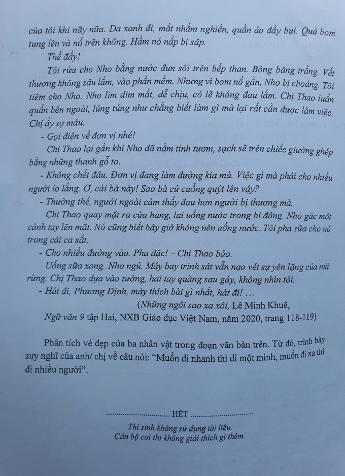 Đề thi vào 10 môn Ngữ văn 2023 chuyên Khoa học Xã hội và Nhân văn