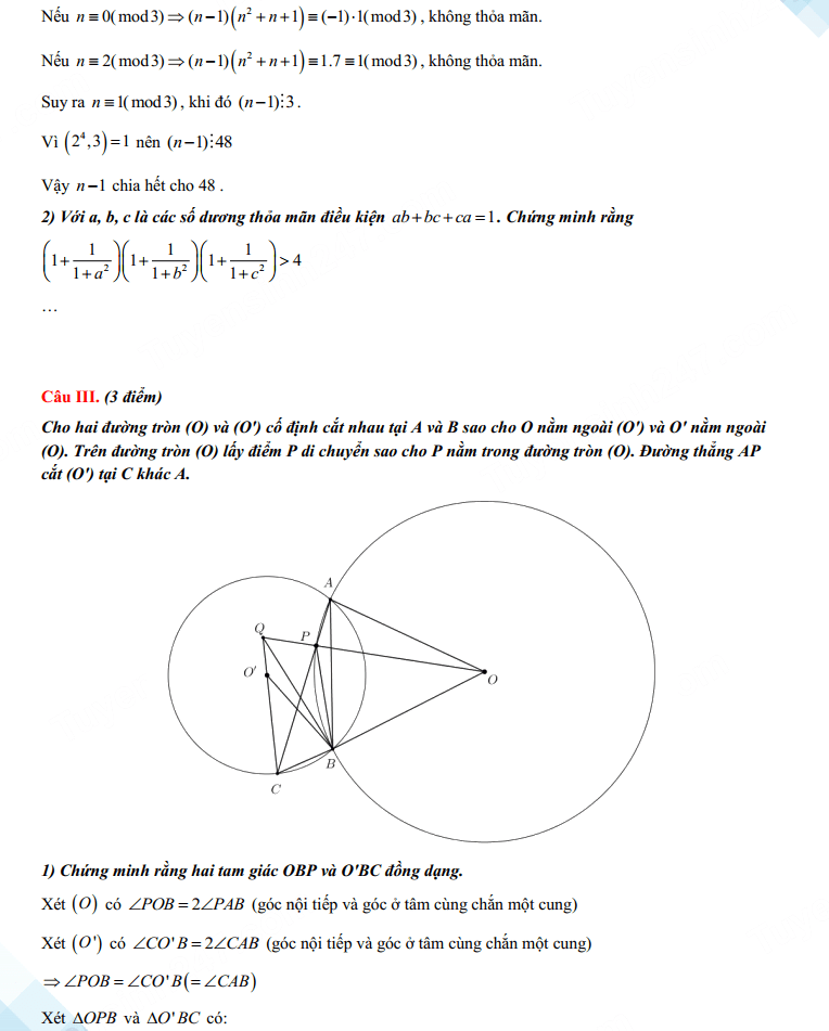 Đáp án đề tuyển sinh lớp 10 Chuyên Khoa học Tự nhiên môn Toán 2023