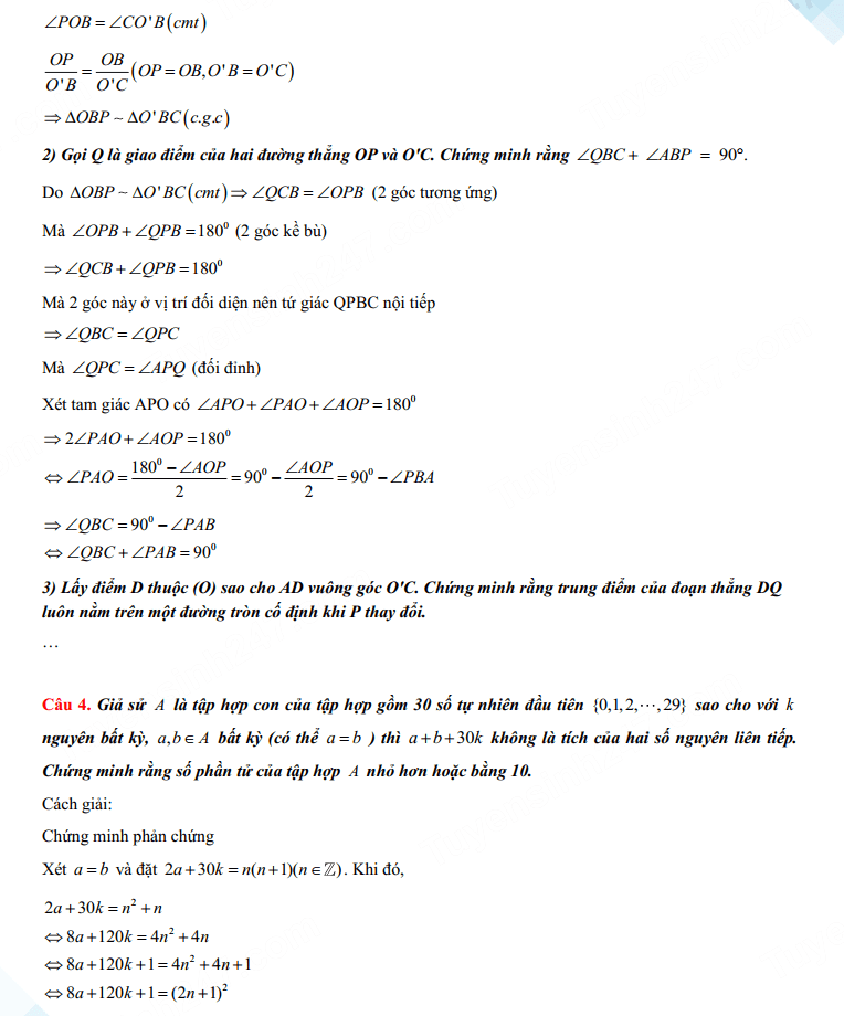 Đáp án đề tuyển sinh lớp 10 Chuyên Khoa học Tự nhiên môn Toán 2023