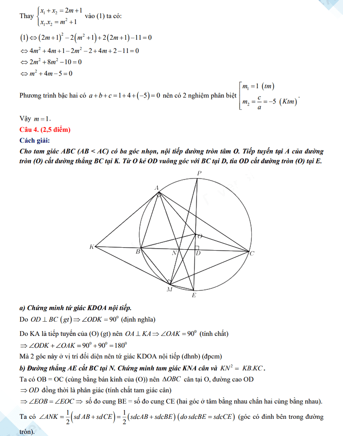 Đáp án đề thi tuyển sinh lớp 10 môn Toán Cần Thơ 2023