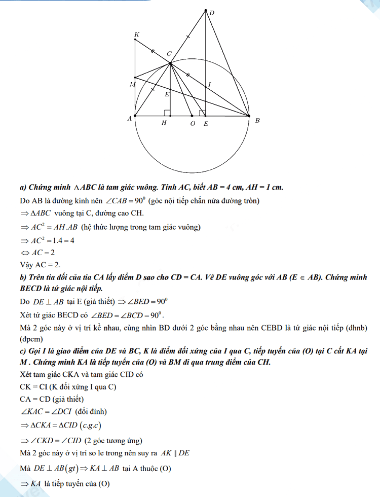 Đáp án đề Toán thi vào 10 Khánh Hòa 2023