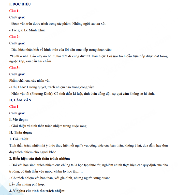 Đáp án đề thi tuyển sinh lớp 10 môn Văn Cao Bằng 2023