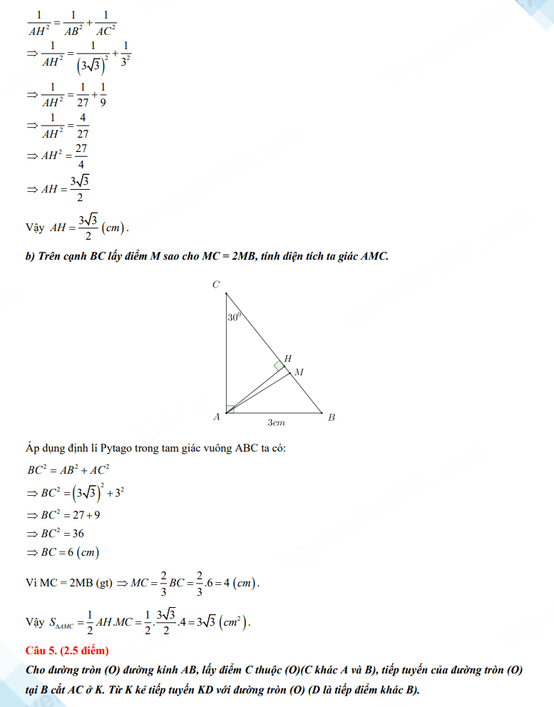 Đáp án đề thi vào 10 môn Toán Bình Phước 2023