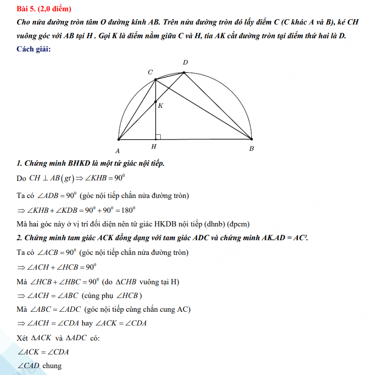 Đáp án đề thi vào 10 môn Toán Tiền Giang 2023