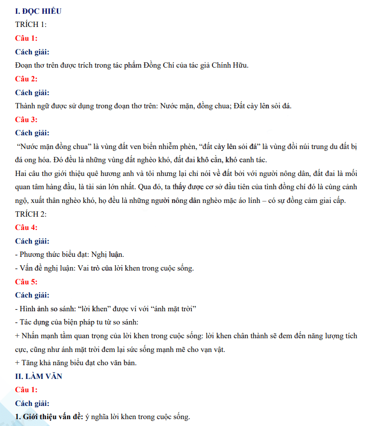 Đáp án đề thi tuyển sinh lớp 10 2023 môn Văn Bình Thuận