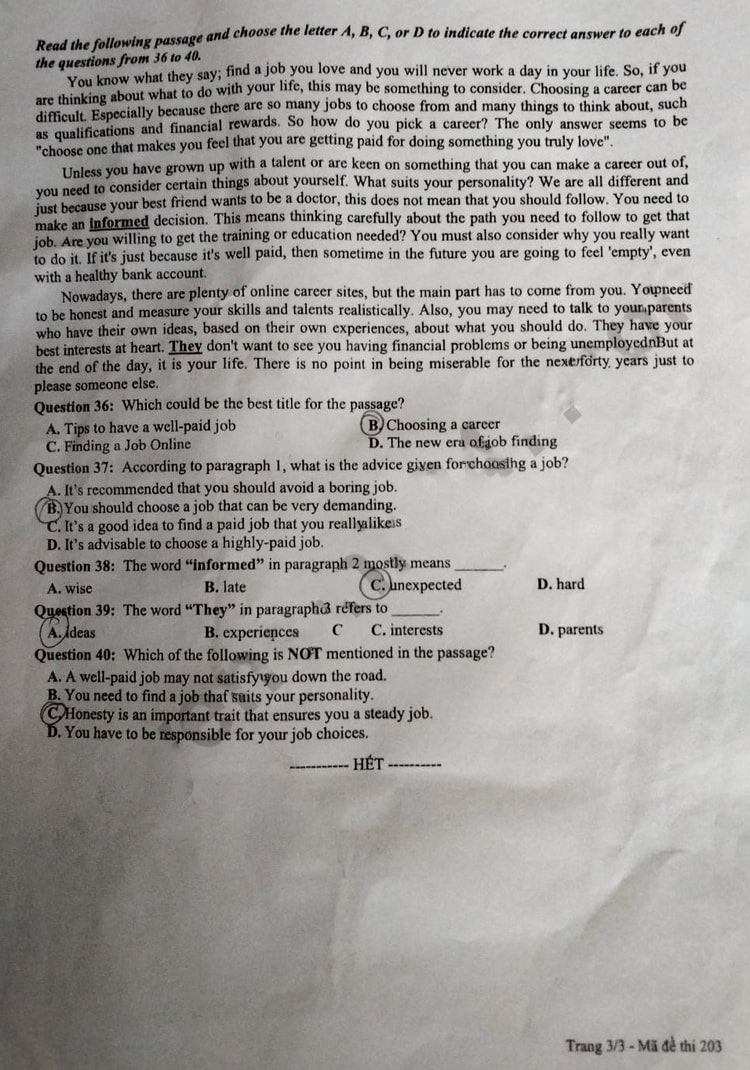 Đề thi Tiếng Anh vào 10 Tuyên Quang 2023