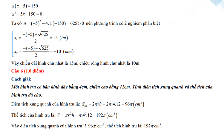 Đáp án đề thi vào 10 môn Toán Tiền Giang 2023