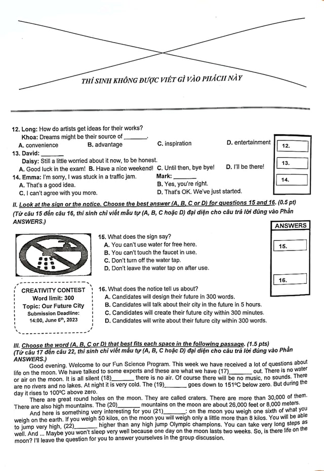Đề thi tuyển sinh lớp 10 môn Anh TPHCM 2023