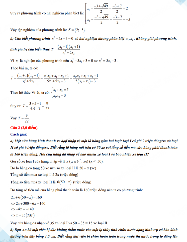 Đáp án đề Toán Nghệ An 2023