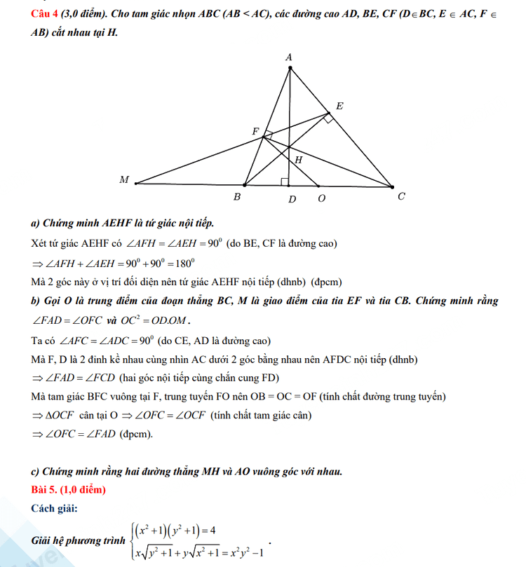 Đáp án đề Toán Nghệ An 2023
