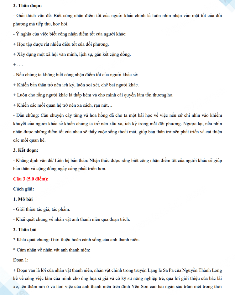 Đáp án đề thi tuyển sinh lớp 10 2023 môn Văn Đà Nẵng