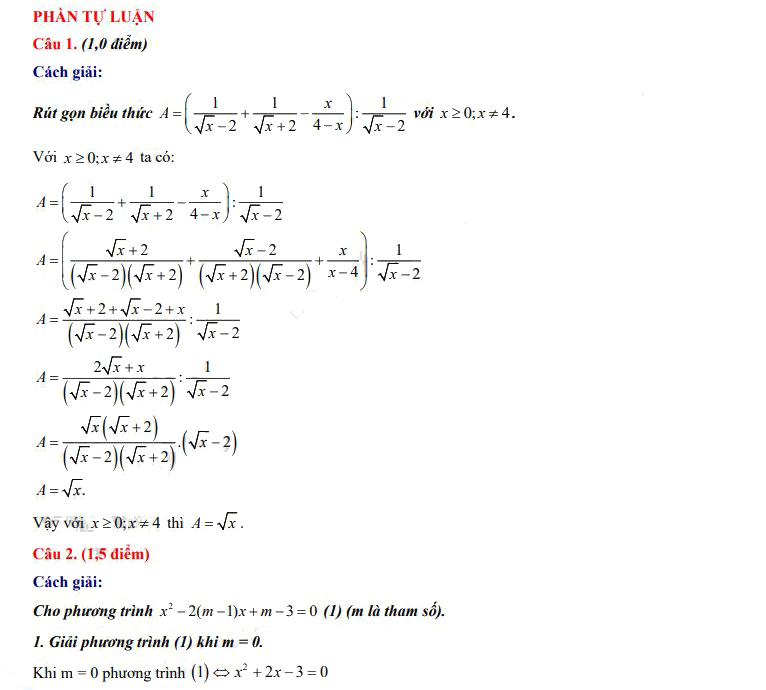 Đáp án đề thi tuyển sinh lớp 10 môn Toán Bắc Ninh 2023