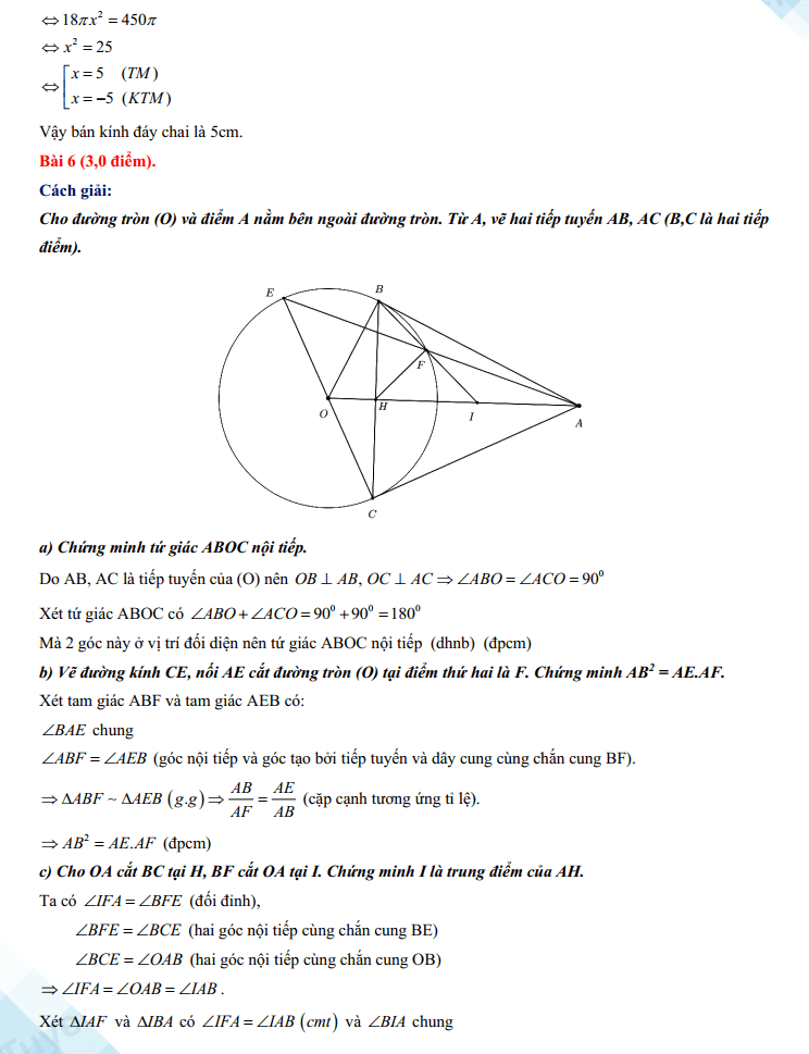 Đáp án đề thi tuyển sinh lớp 10 2023 môn Toán Bình Thuận