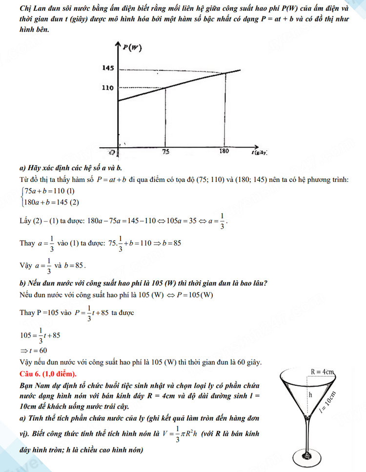 Đáp án đề thi tuyển sinh lớp 10 môn Toán TPHCM 2023