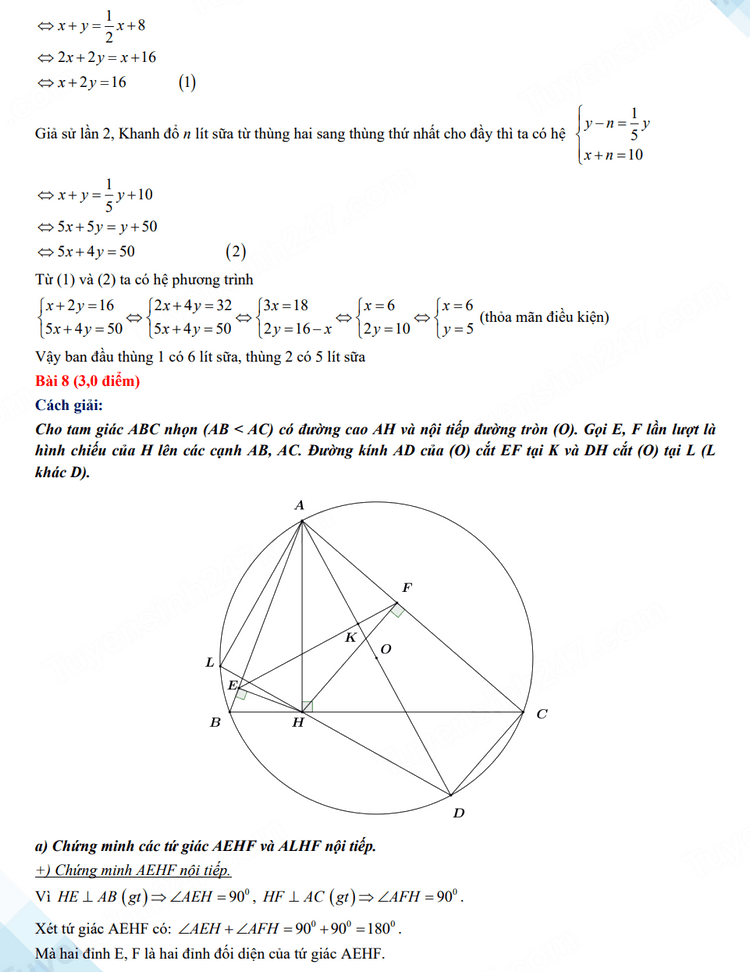 Đáp án đề thi tuyển sinh lớp 10 môn Toán TPHCM 2023