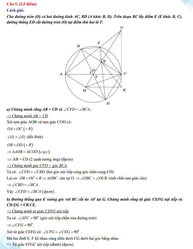 Đáp án đề thi tuyển sinh lớp 10 2023 môn Toán Đà Nẵng