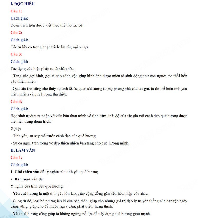 Đáp án đề thi tuyển sinh lớp 10 môn Văn Quảng Bình 2023