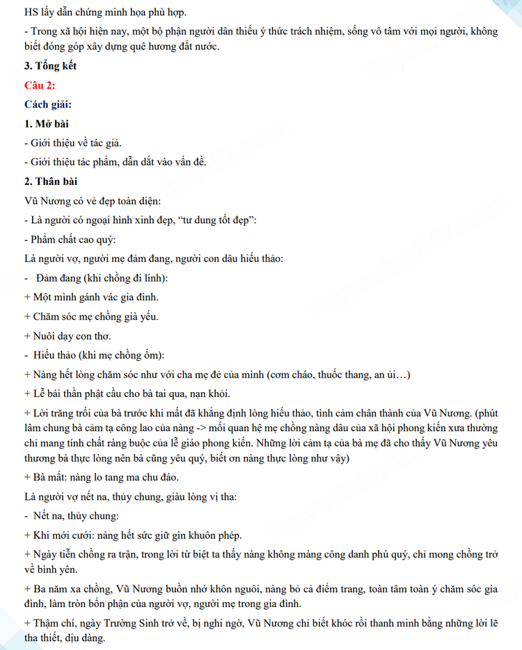 Đáp án đề thi tuyển sinh lớp 10 môn Văn Quảng Bình 2023