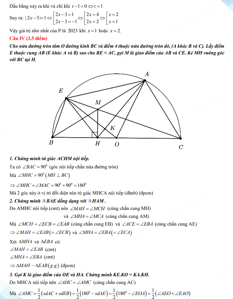 Đáp án đề thi tuyển sinh lớp 10 môn Toán 2023 Quảng Bình
