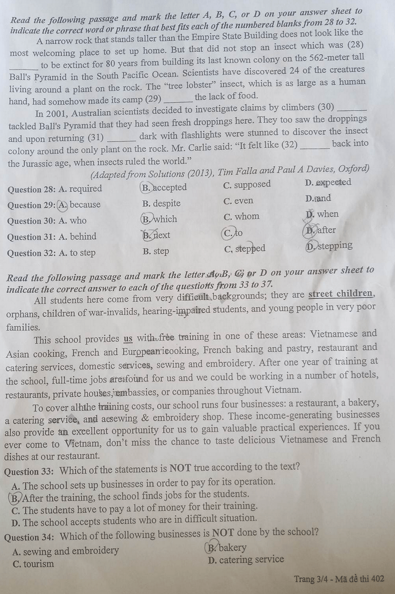 Đề thi vào lớp 10 môn tiếng Anh Thái Nguyên 2023
