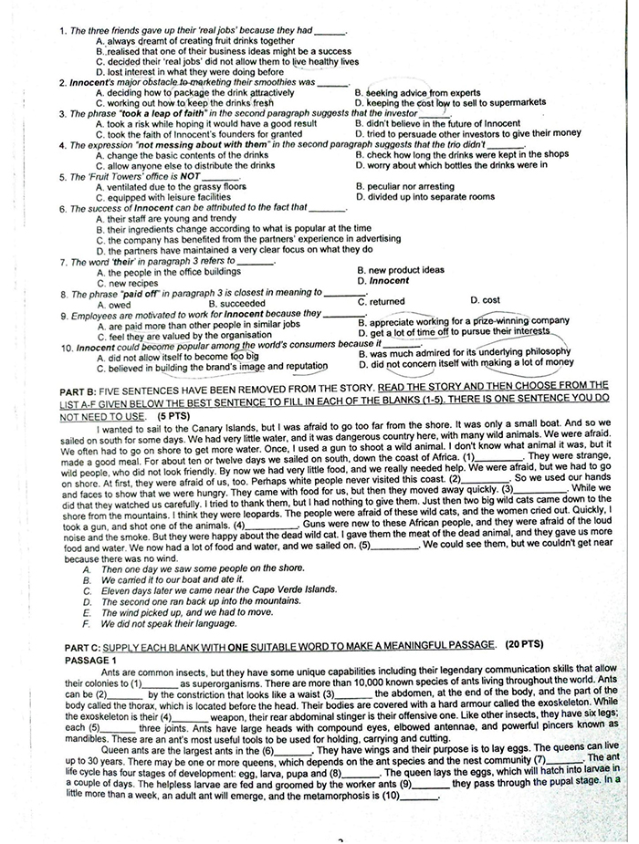 Đề thi vào lớp 10 TP HCM môn Anh chuyên 2023