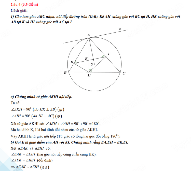 Đáp án đề thi tuyển sinh lớp 10 môn Toán Thái Bình năm 2023