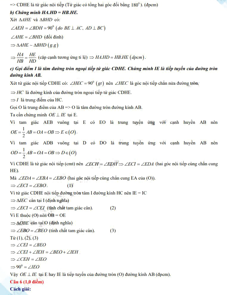 Đáp án đề thi tuyển sinh lớp 10 môn tiếng Toán Long An 2023