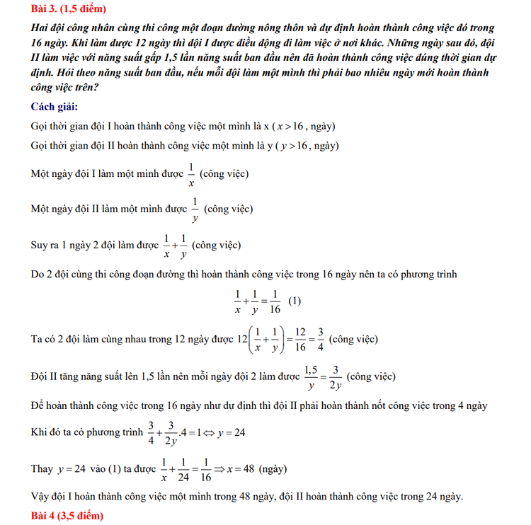 Đáp án đề thi tuyển sinh lớp 10 môn Toán Quảng Ngãi 2023
