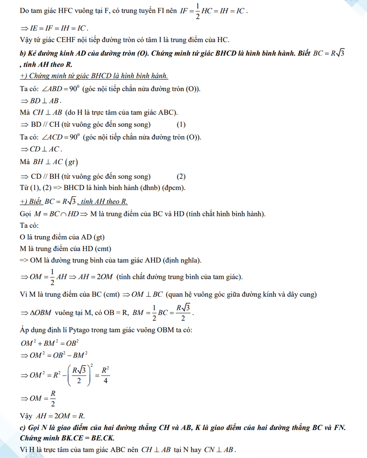 Đáp án đề thi tuyển sinh lớp 10 môn Toán Quảng Ngãi 2023