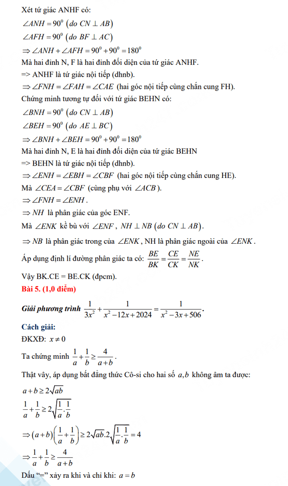 Đáp án đề thi tuyển sinh lớp 10 môn Toán Quảng Ngãi 2023