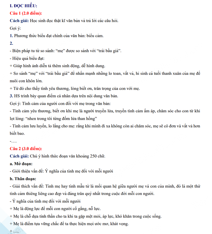 Đáp án đề thi vào lớp 10 môn Văn Đắk Lắk 2023