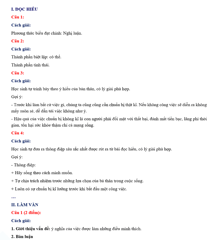 Đáp án đề thi vào 10 môn Văn Thanh Hóa 2023