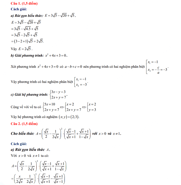 Đáp án đề thi tuyển sinh lớp 10 môn Toán Đắk Lắk 2023
