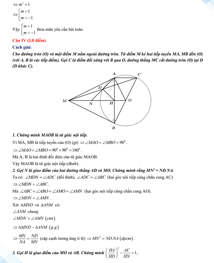 Đáp án đề thi tuyển sinh lớp 10 môn Toán Thanh Hóa