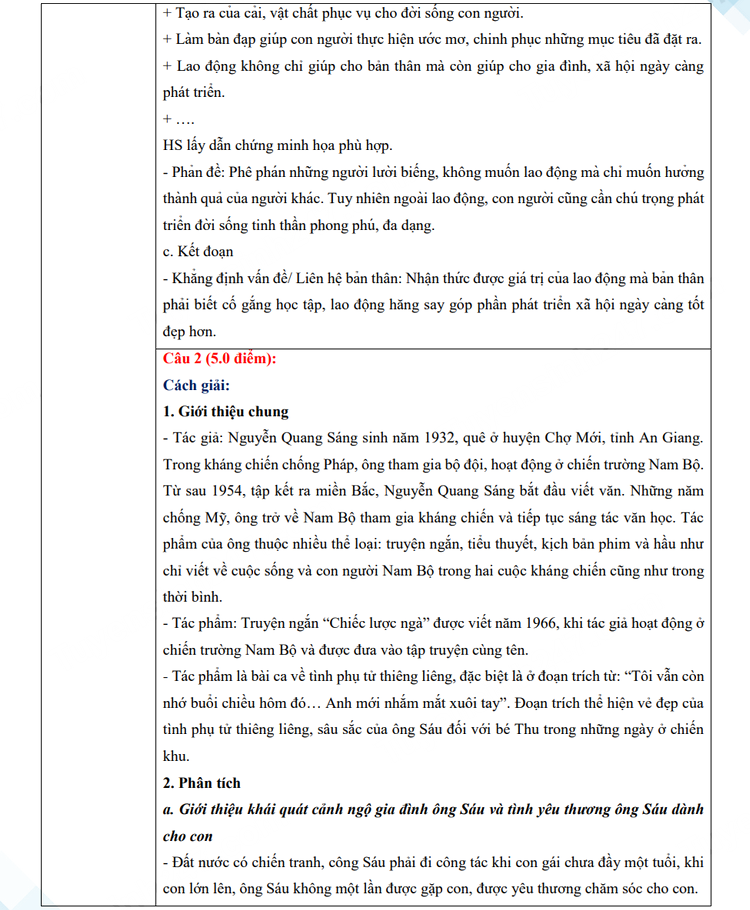 Đáp án đề Văn thi vào 10 Sóc Trăng 2023