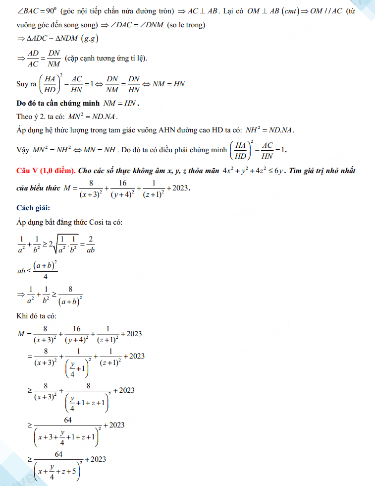  Đề thi vào 10 môn Toán Thanh Hóa 2023