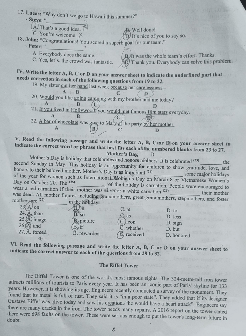 Đề thi tuyển sinh lớp 10 môn Anh Hậu Giang 2023