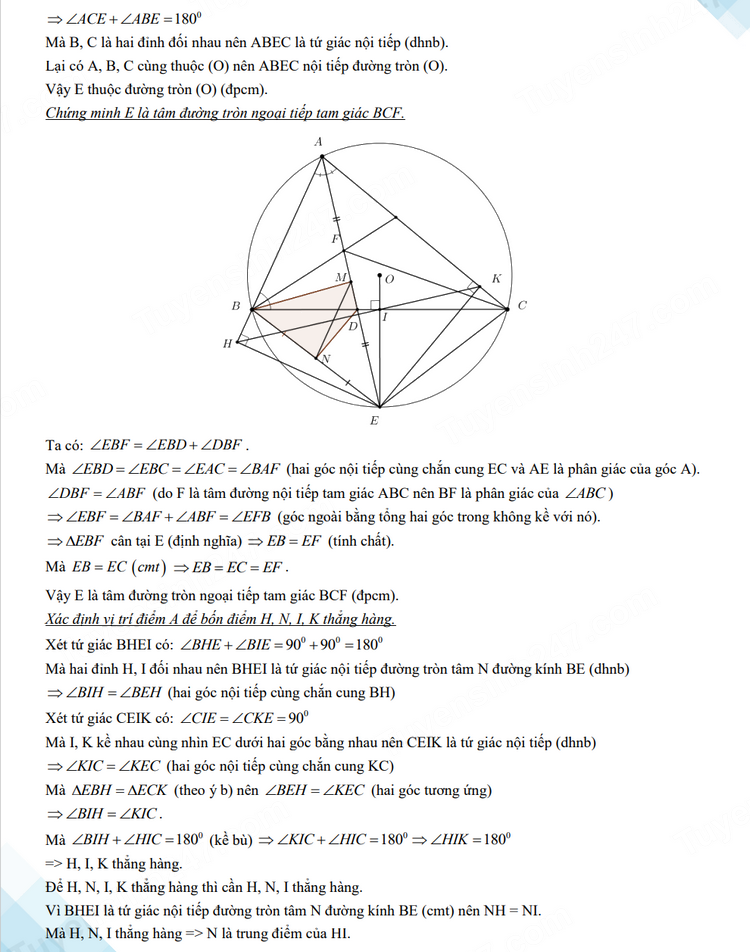 Đáp án đề thi tuyển sinh lớp 10 Vĩnh Phúc môn Toán 2023