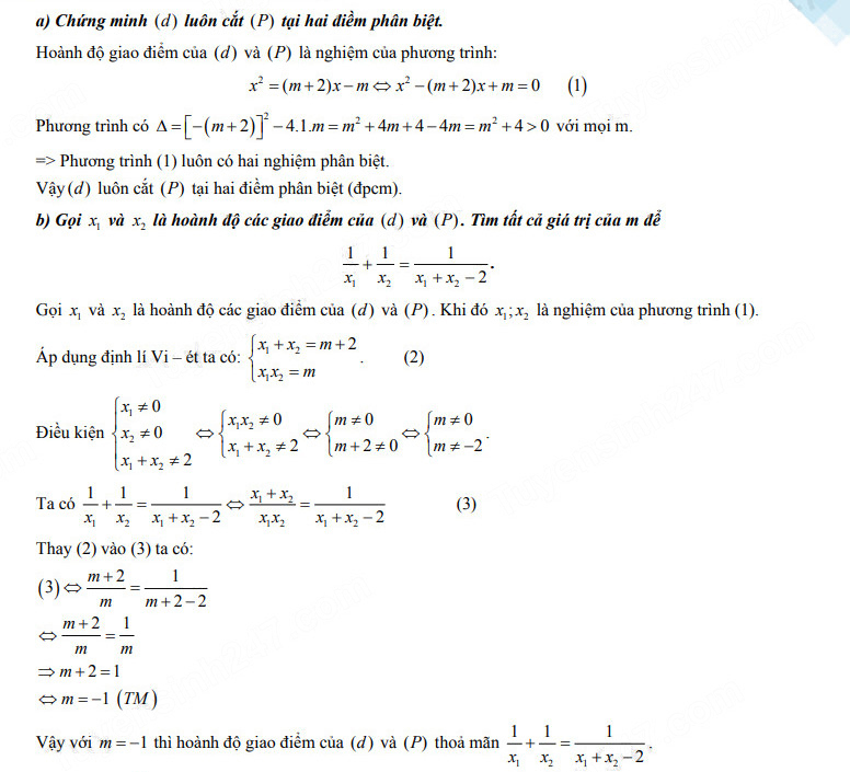 Đáp án đề thi vào lớp 10 Hà Nội môn Toán 2023