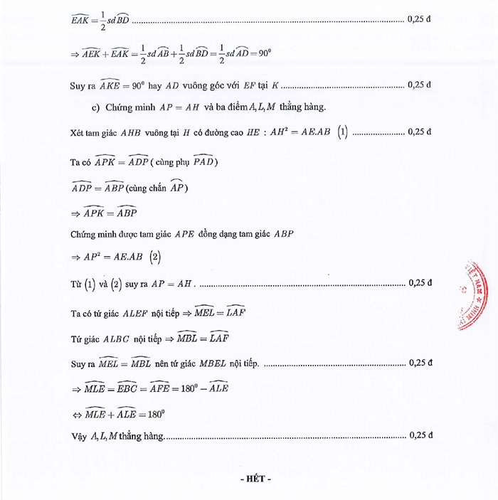 Đáp án chính thức môn Toán thi vào lớp 10 TP.HCM 2023