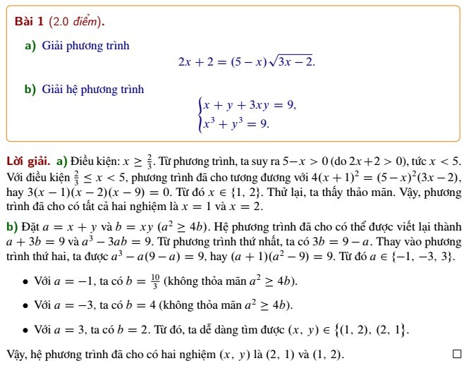 Đáp án đề Toán thi vào lớp 10 chuyên Tin Hà Nội 2023
