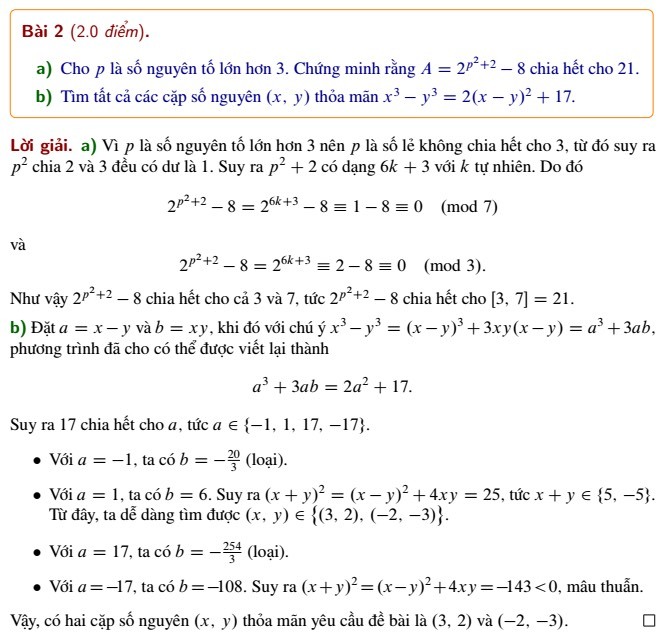 Đáp án đề Toán thi vào lớp 10 chuyên Tin Hà Nội 2023