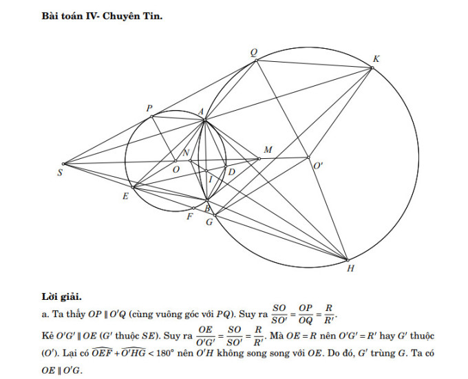 Đáp án đề Toán thi vào lớp 10 chuyên Tin Hà Nội 2023