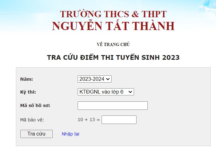 Cách tra cứu điểm thi vào lớp 6 Nguyễn Tất Thành 2023