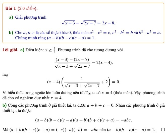 Đáp án Toán chuyên Hà Nội 2023