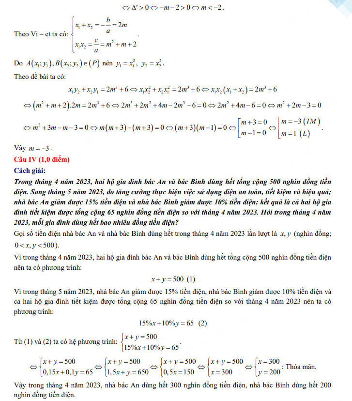 Đáp án đề thi vào 10 Hà Nam công lập môn Toán 2023